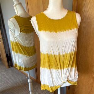 Yellow and White Tie-Dye Women's Top